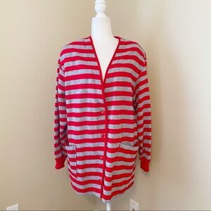 Vintage Bondbrook Oversized Stripe Boyfriend Varsity Button Front Cardigan - L